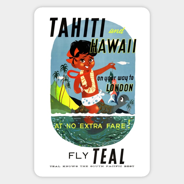Vintage Travel Poster Tahiti Hawaii Sticker by vintagetreasure